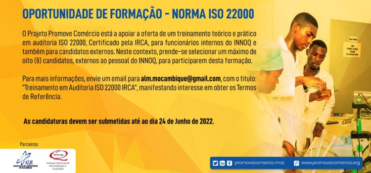 OPORTUNIDADE DE FORMAÇÃO – NORMA ISO 22000